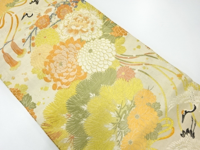 アンティーク　花薬玉模様織出し丸帯（材料）